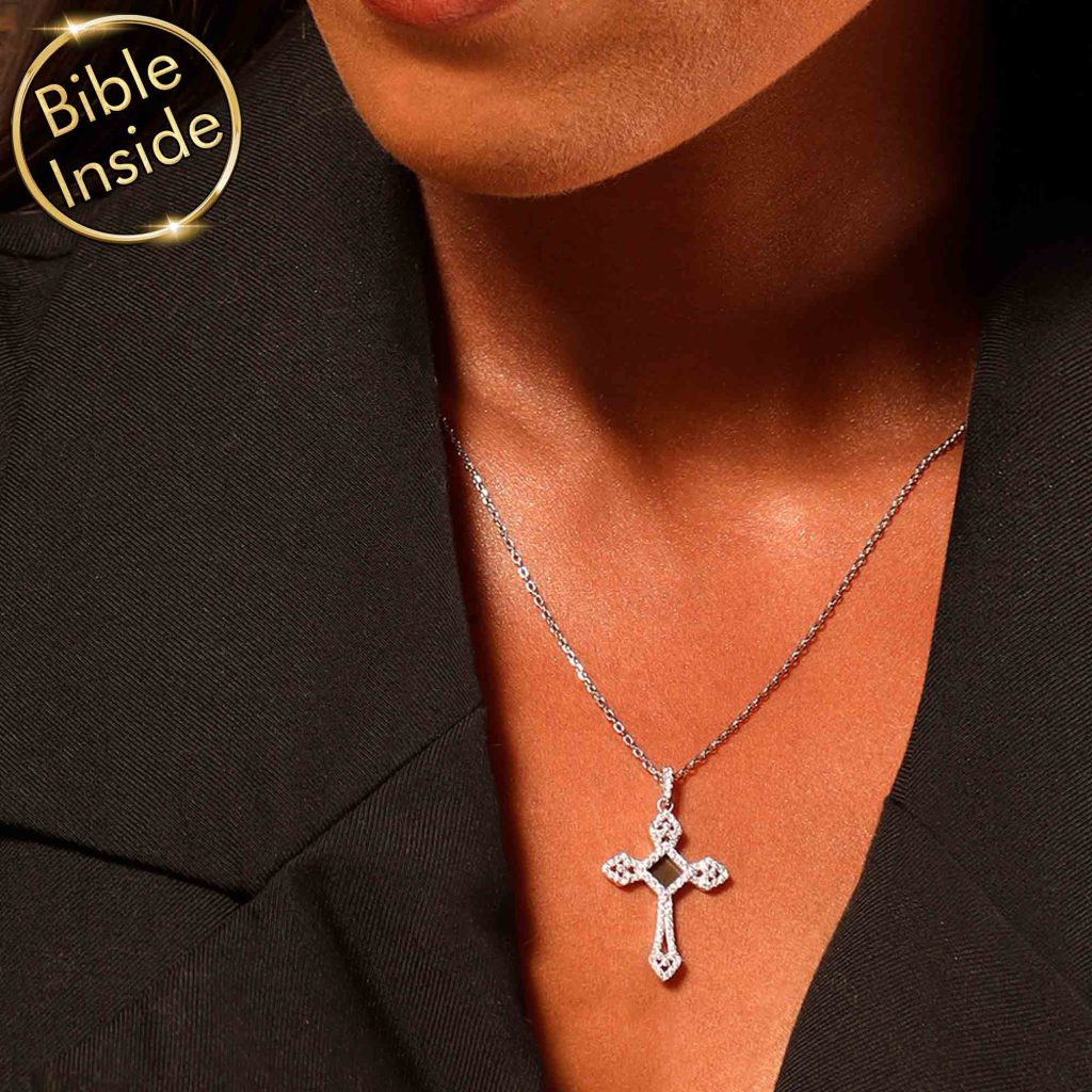 Nano Bible Necklace With Square Pendant Containing Entire Scripture by My Nano Jewelry